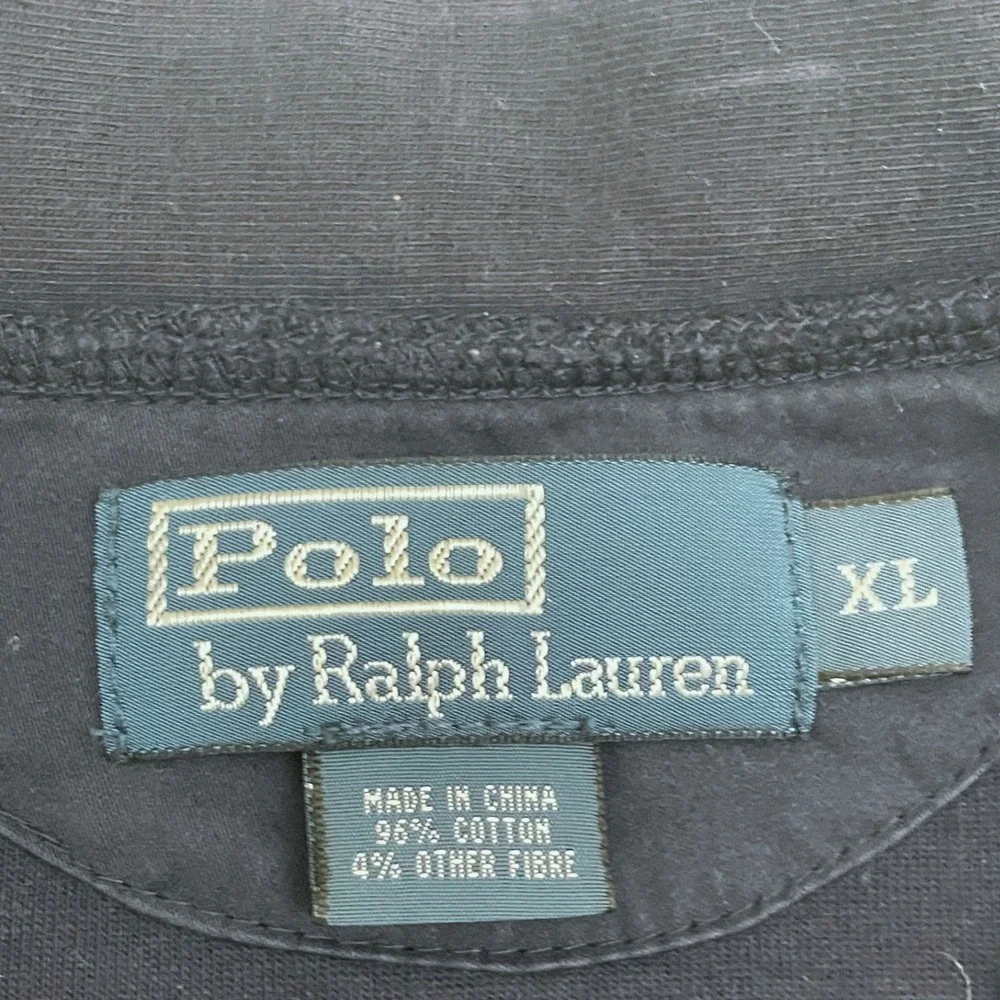 Vintage Polo Ralph Lauren Cardigan XL Blue Utility Pockets Leather Elbow Patches